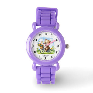 Cute girls flower bear add name watch