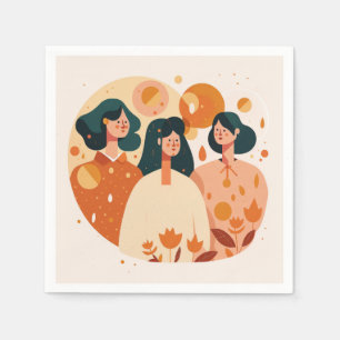 Cute girls for Womens day, Mothers Day. Friends Napkins