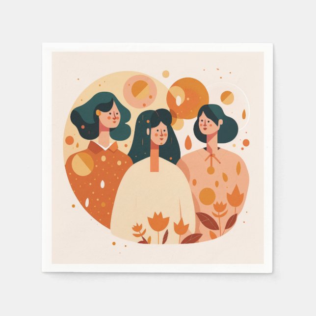 Cute girls for Womens day, Mothers Day. Friends Napkins (Front)