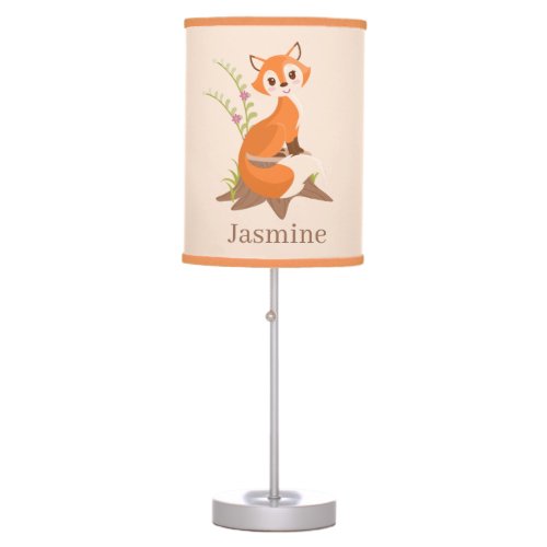 cute girls fox lovers add name table lamp