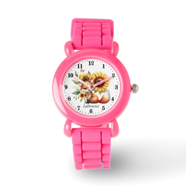 Cute girls fox lovers add name  watch (Front)