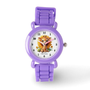 Cute girls giraffe add name watch