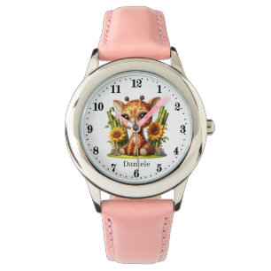 Cute girls giraffe add name  watch
