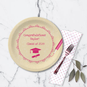 Cute Girls Graduation Party Paper Plates