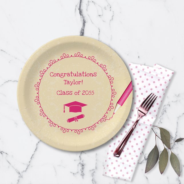 Cute Girls Graduation Party Paper Plates (Creator Uploaded)