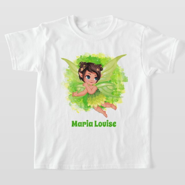 cute girls green fairy add name  T-Shirt (Laydown)