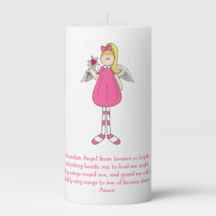 Cute Girls Guardian Angel Prayer Candle