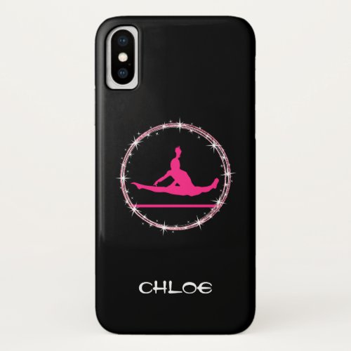 Cute Girls Gymnastics Black and Pink   iPhone XS Case