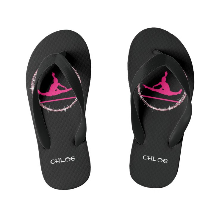 Cute Girls Gymnastics Flip Flops with Her Name Zazzle