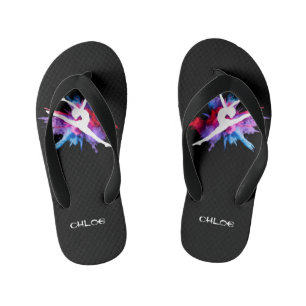 Cute Girls Gymnastics Flip Flops with Her Name