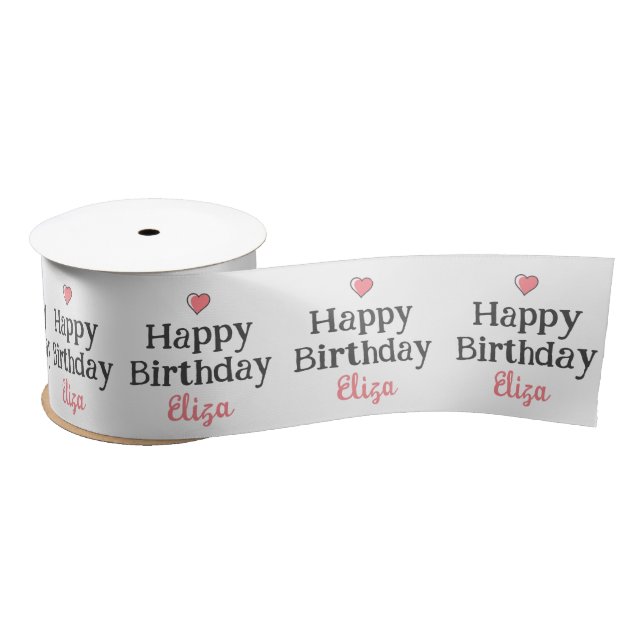 Cute Girl's Happy Birthday Pink Ribbon (Spool)