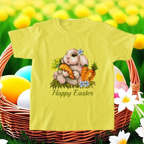 cute girls Happy Easter bunny T_Shirt