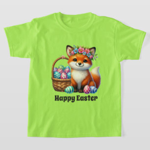 Cute girls Happy Easter fox T-Shirt