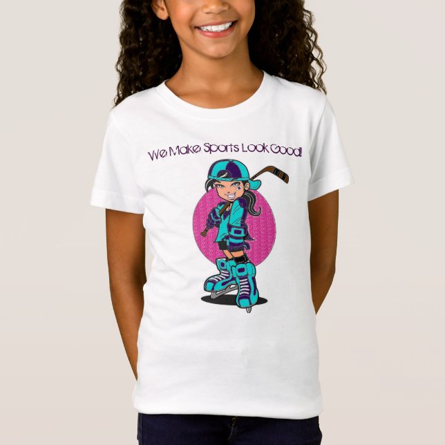 Cute girls hockey sports t-shirt (Front)