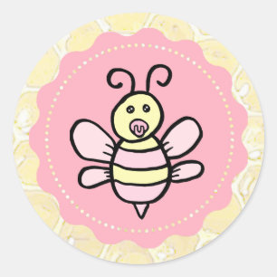 Cute Girl's Honey Bee Baby Shower Classic Round Sticker