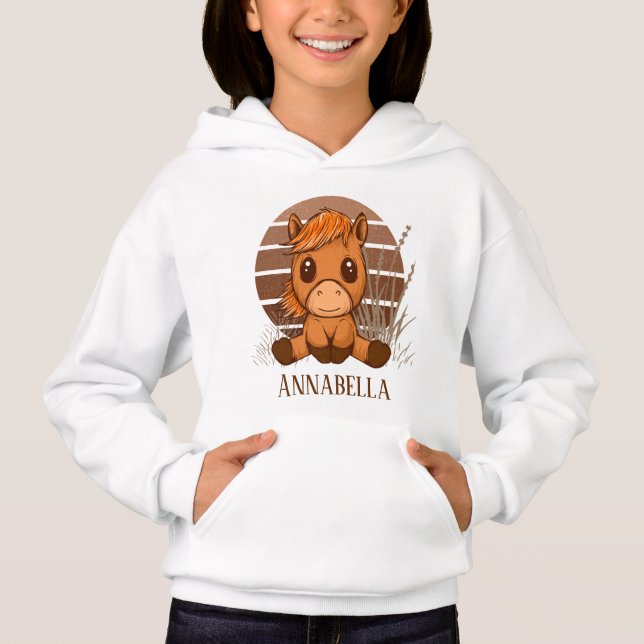 cute girls horse lovers add name hoodie (Front)