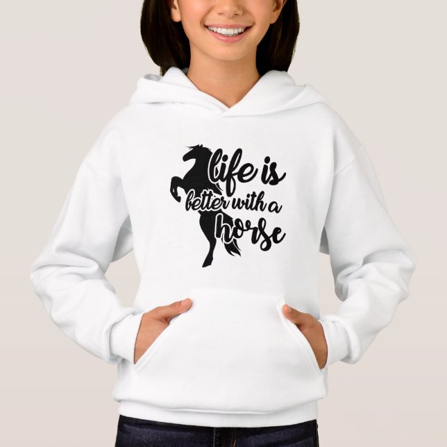 cute girls horse lovers life word art Hoodie (Front)
