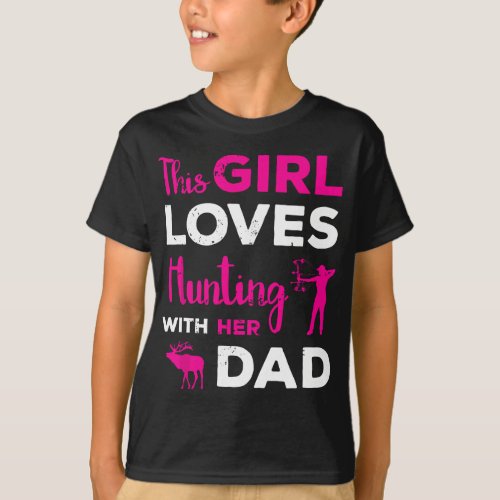 Cute Girls Hunting Gift Dad Daughter Hunting Buddy T_Shirt