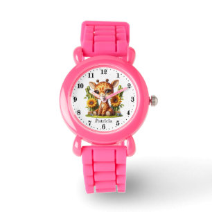 Cute girls jungle giraffe add name watch