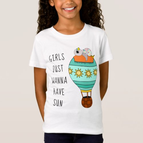 Cute Girls Just Wanna Have Sun Cartoon Bird Summer T_Shirt