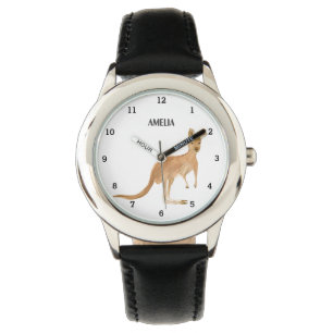 Cute Girls Kangaroo Animal Kids Curious Happy Watch