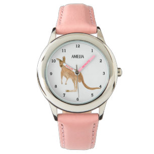 Cute Girls Kangaroo Animal Kids Curious Happy Watch