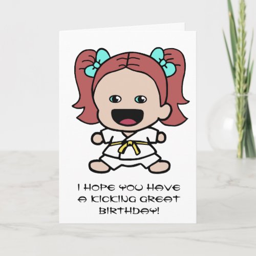 Cute Girls Karate Birthday Card