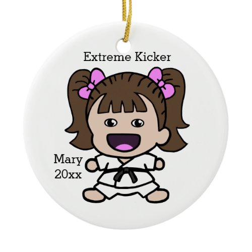 Cute Girl's Karate Christmas Ornament