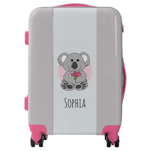 Cute Girls Koala Bear Cartoon Flowers  Name Kids Luggage