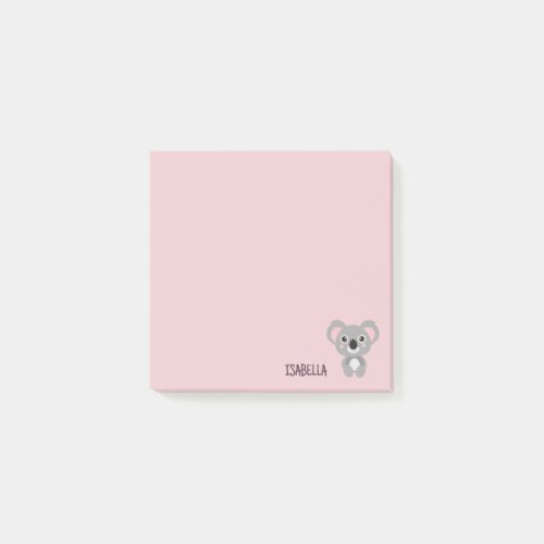 Cute Girls Koala Bear Pink Personalized Post_it Notes