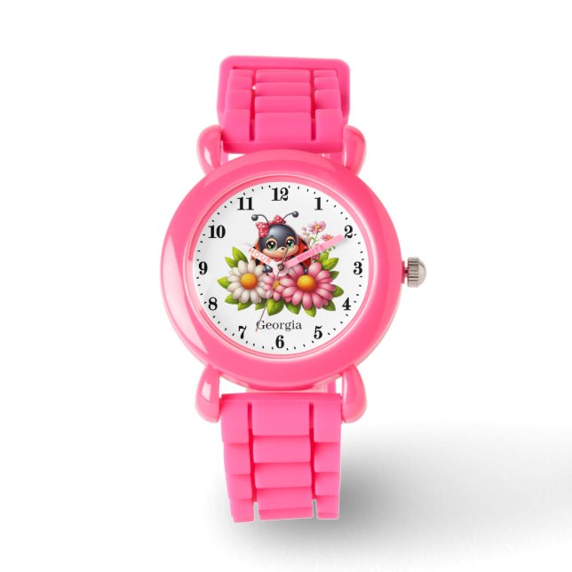 Cute girls ladybug lovers add name  watch (Front)
