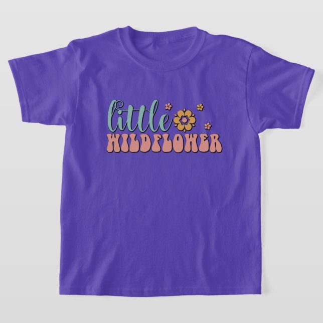 cute girls little wildflower word art  T-Shirt (Laydown)