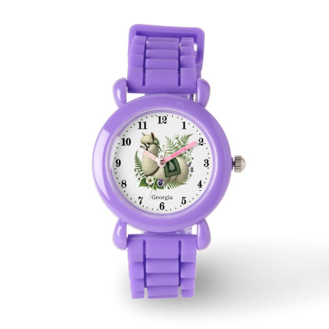 Cute girls llama lovers customizable  watch (Front)