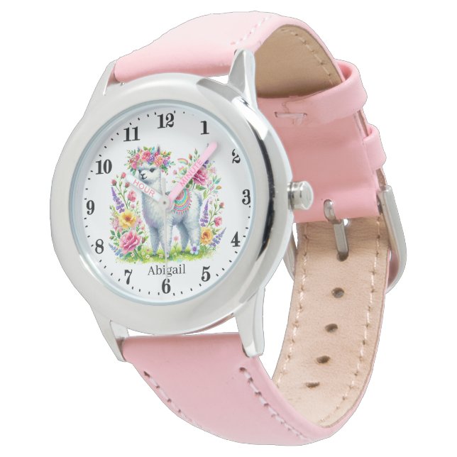 Cute girls llama lovers customizable  watch (Angled)