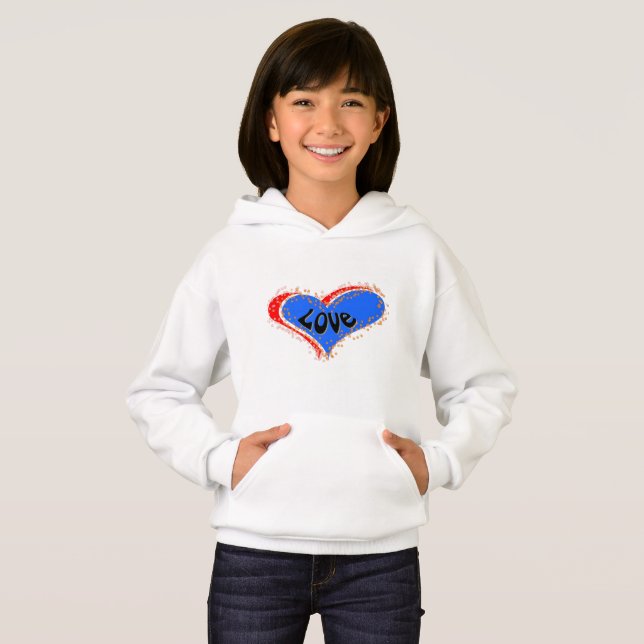Cute Girls "Love" Hearts Hoodie (Front Full)