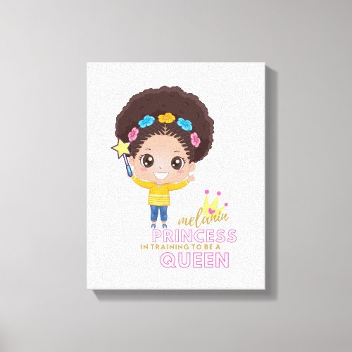 Cute Girls Melanin Princess Training To Be Queen Canvas Print