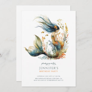 Cute Girl's Mermaid Birthday Party Invitation