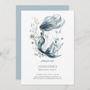 Cute Girl's Mermaid Birthday Party Invitation