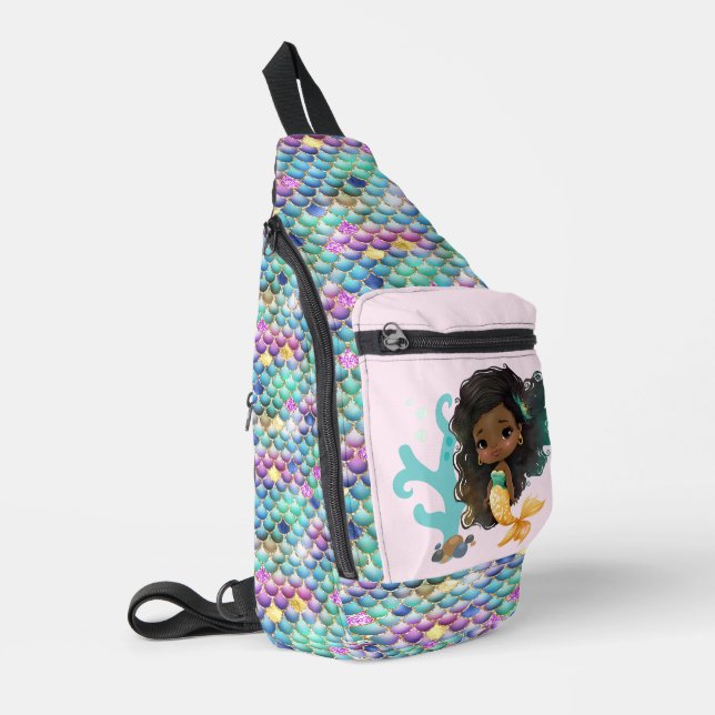 Cute girls mermaid fantasy add name Sling Bag (Left Corner)