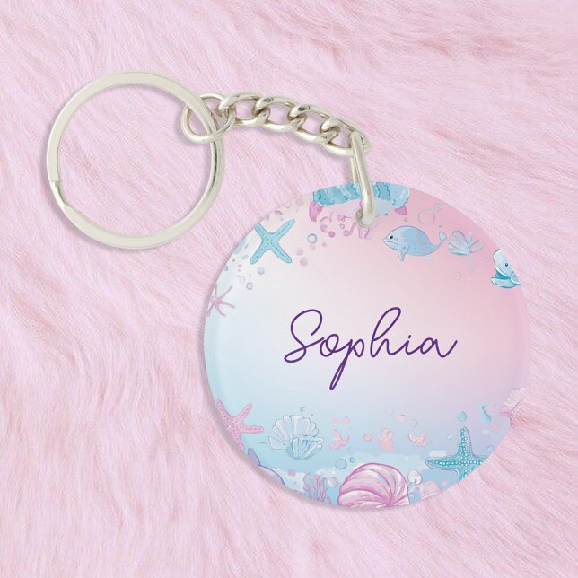 Cute Girls Mermaid Under The Sea Name Keyring (Creator Uploaded)