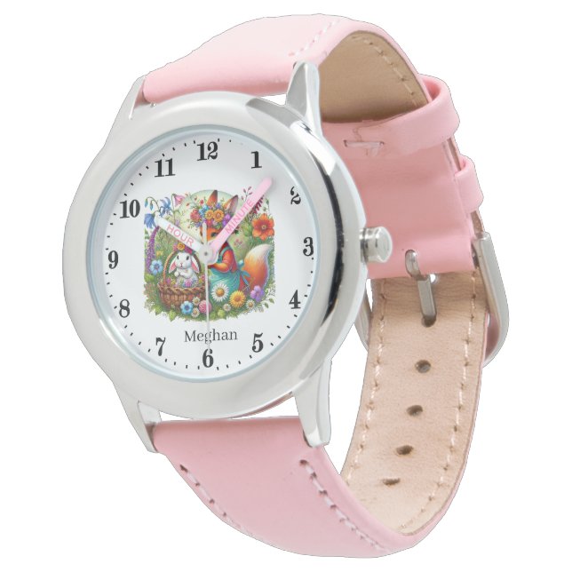 Cute girls mixed animals fox bunny customizable watch (Angled)