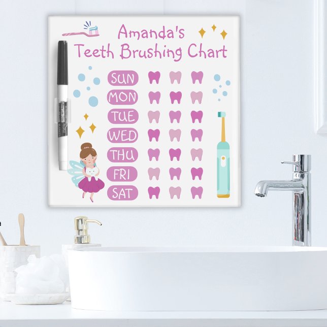 Cute Girl's Name Teeth Brushing Chart Personalized Dry Erase Board (Cute Girl's Name Teeth Brushing Chart Personalized Dry Erase Board
)