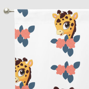 Cute girls Nursery giraffe tiled pattern Jungle Blackout Curtains