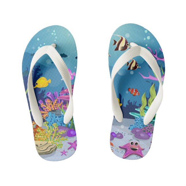 Cute girls ocean fish  kid's flip flops (Footbed)