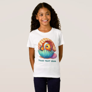 Cute girls ocean seashell fish customizable T-Shirt