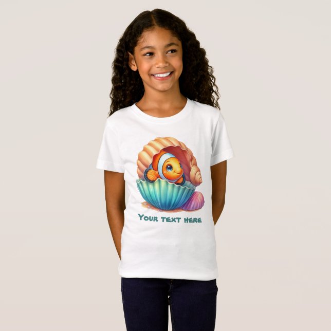 Cute girls ocean seashell fish customizable T-Shirt (Front Full)