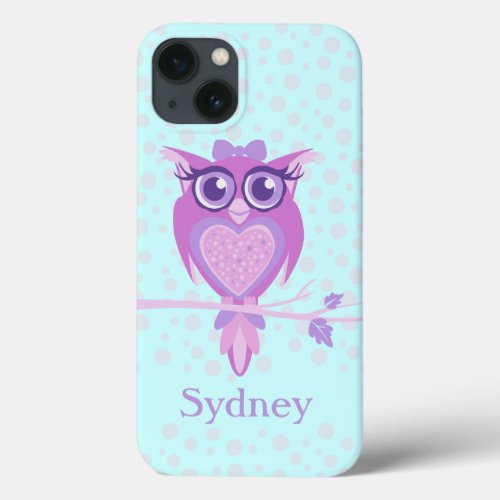 Cute girls owl purple  aqua ipad case