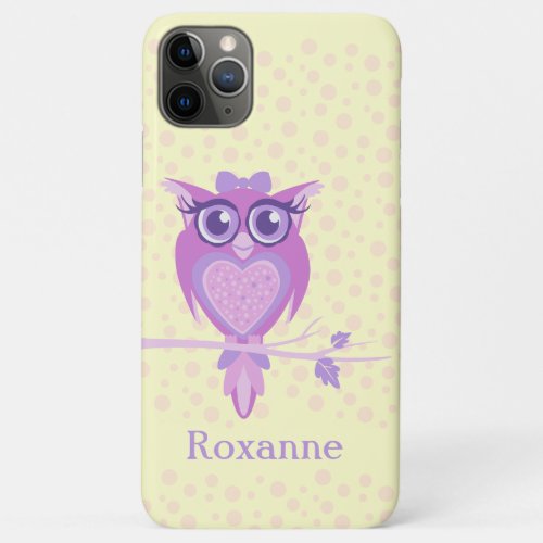 Cute girls owl purple  lemon custom name iPhone 11 pro max case