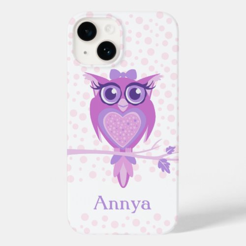 Cute girls owl purple pink  white Case_Mate iPhone 14 case