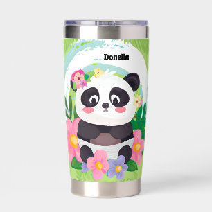 Cute girls panda bear lovers add name  insulated tumbler